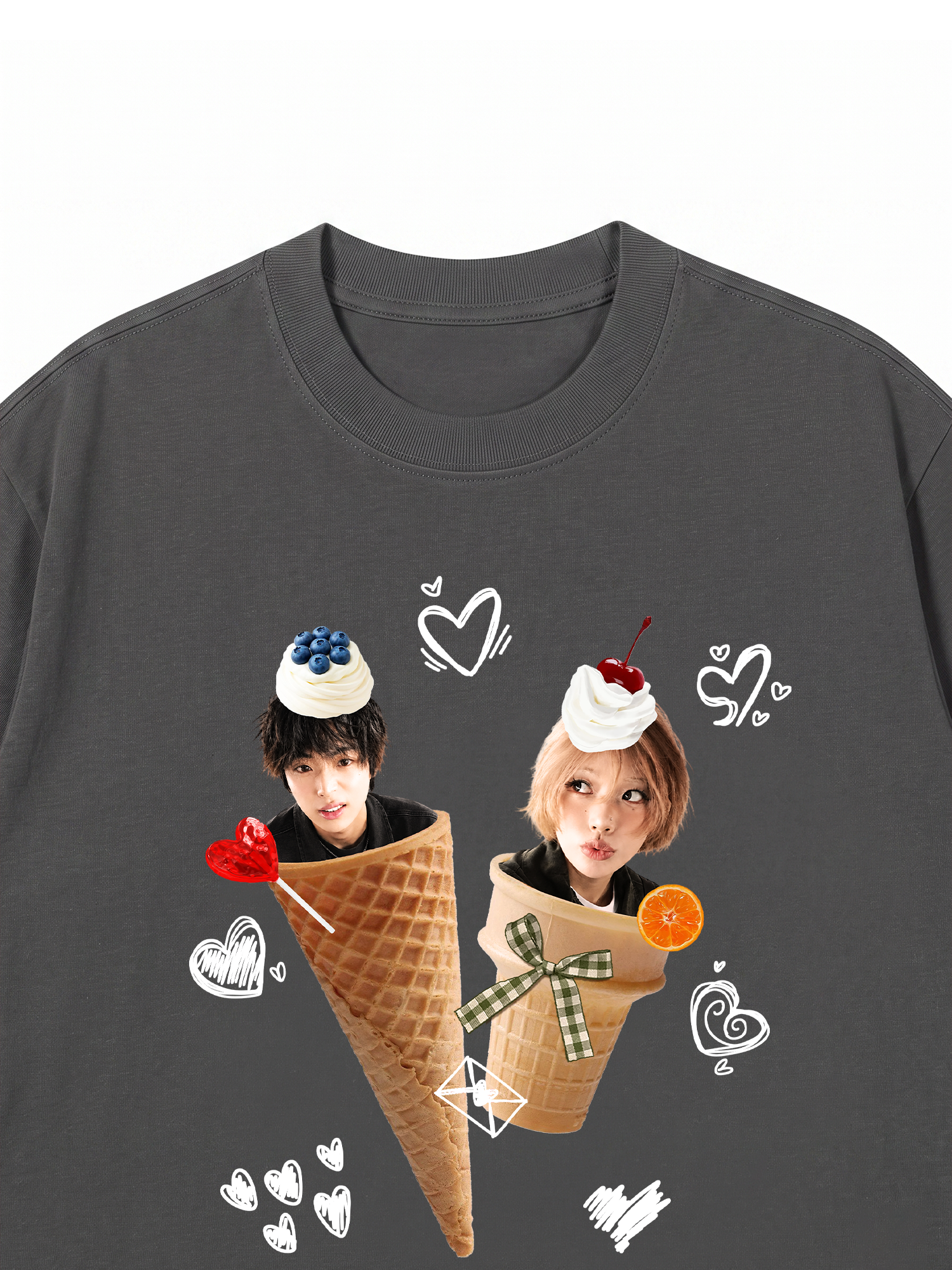 Áo Thun Custom Couple Face Ice Cream