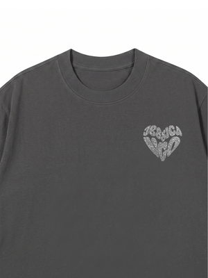 Áo Thun Silver glitter Custom Heart Custom Couple Name