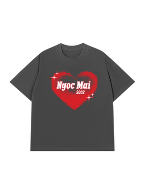 Áo Thun Custom Name Y2K Red Dotted Heart