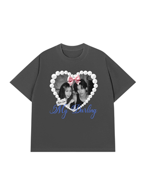 Áo Thun Custom Couple Pearl Hear Shirt
