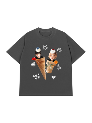Áo Thun Custom Couple Face Ice Cream