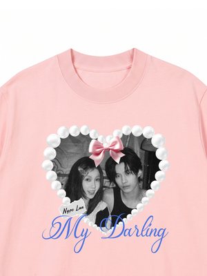 Áo Thun Custom Couple Pearl Hear Shirt