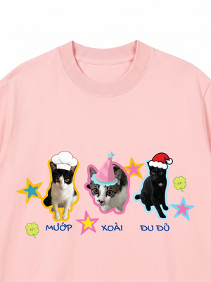 Áo Thun Custom Pet Cute Three Cats In Hats