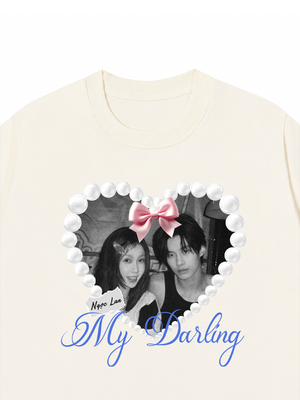Áo Thun Custom Couple Pearl Hear Shirt