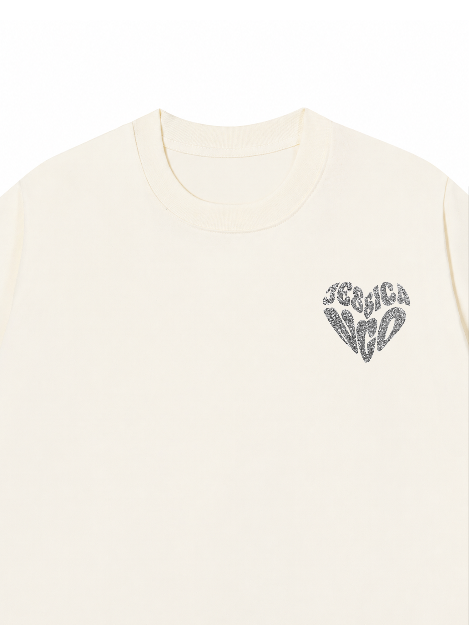 Áo Thun Silver glitter Custom Heart Custom Couple Name