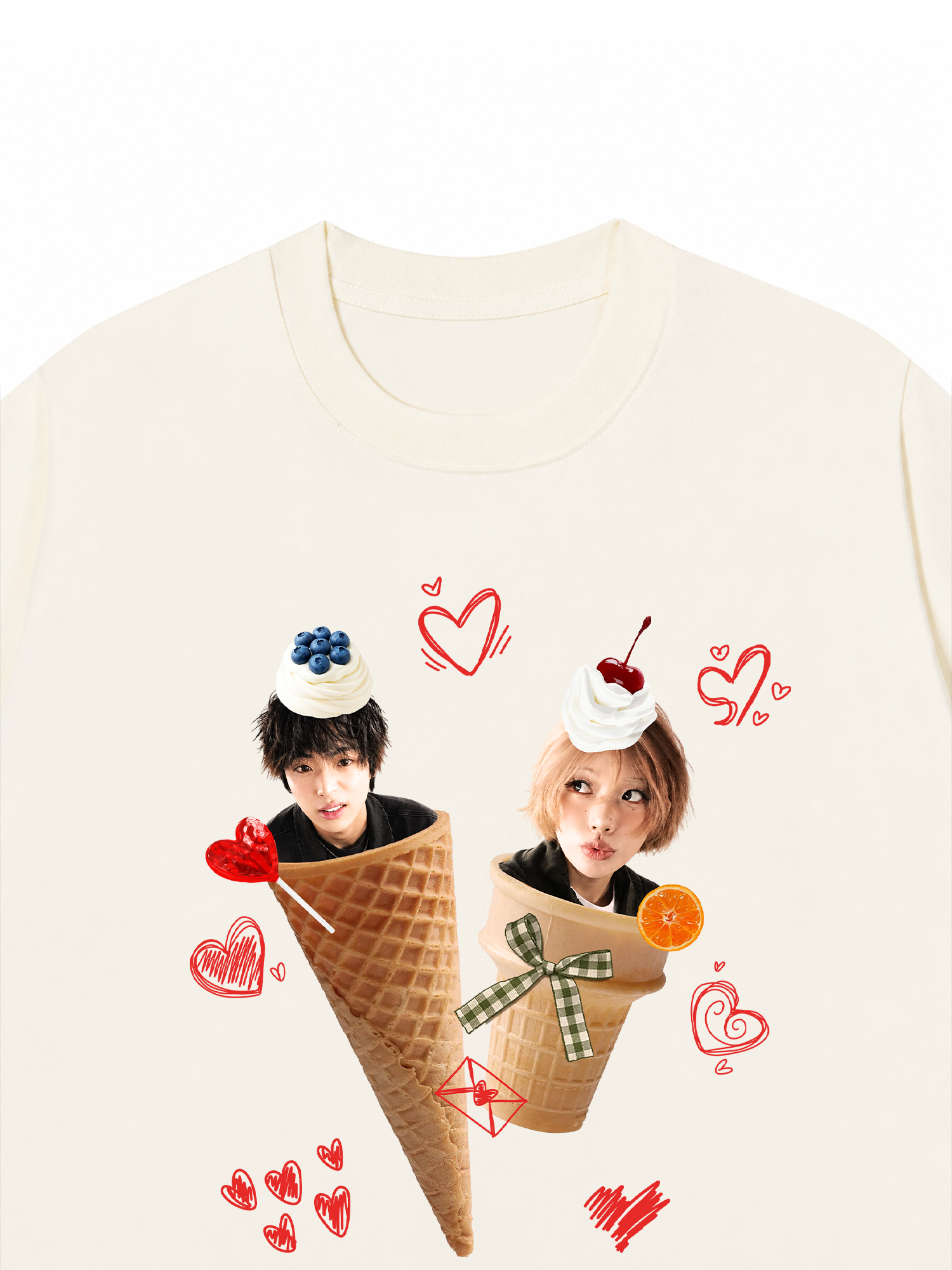 Áo Thun Custom Couple Face Ice Cream