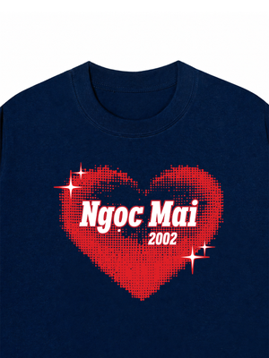 Áo Thun Custom Name Y2K Red Dotted Heart