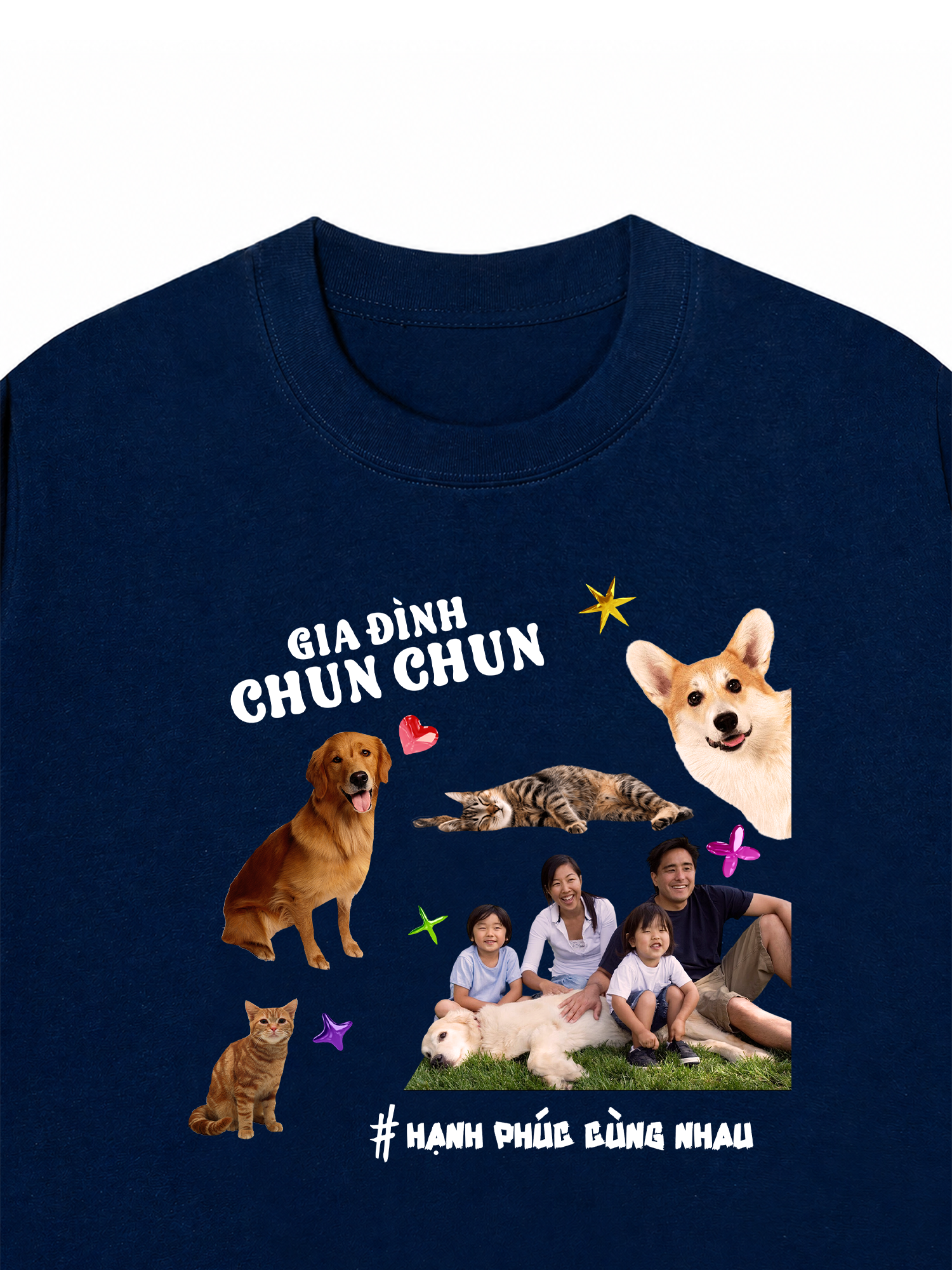 Áo Thun Custom Family With Pets