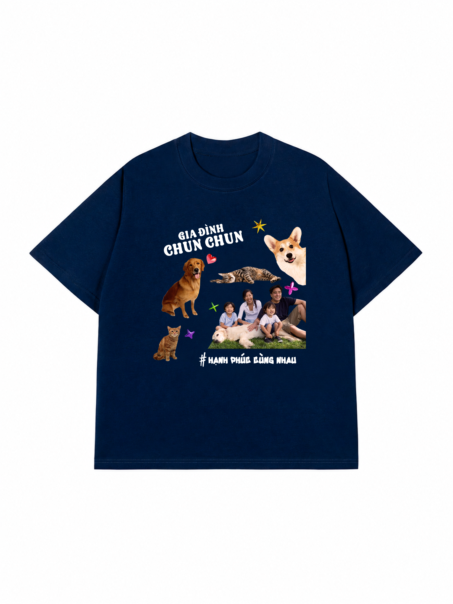 Áo Thun Custom Family With Pets