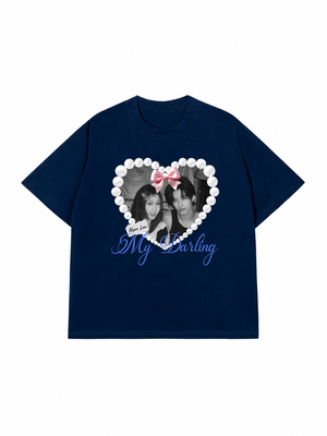 Áo Thun Custom Couple Pearl Hear Shirt