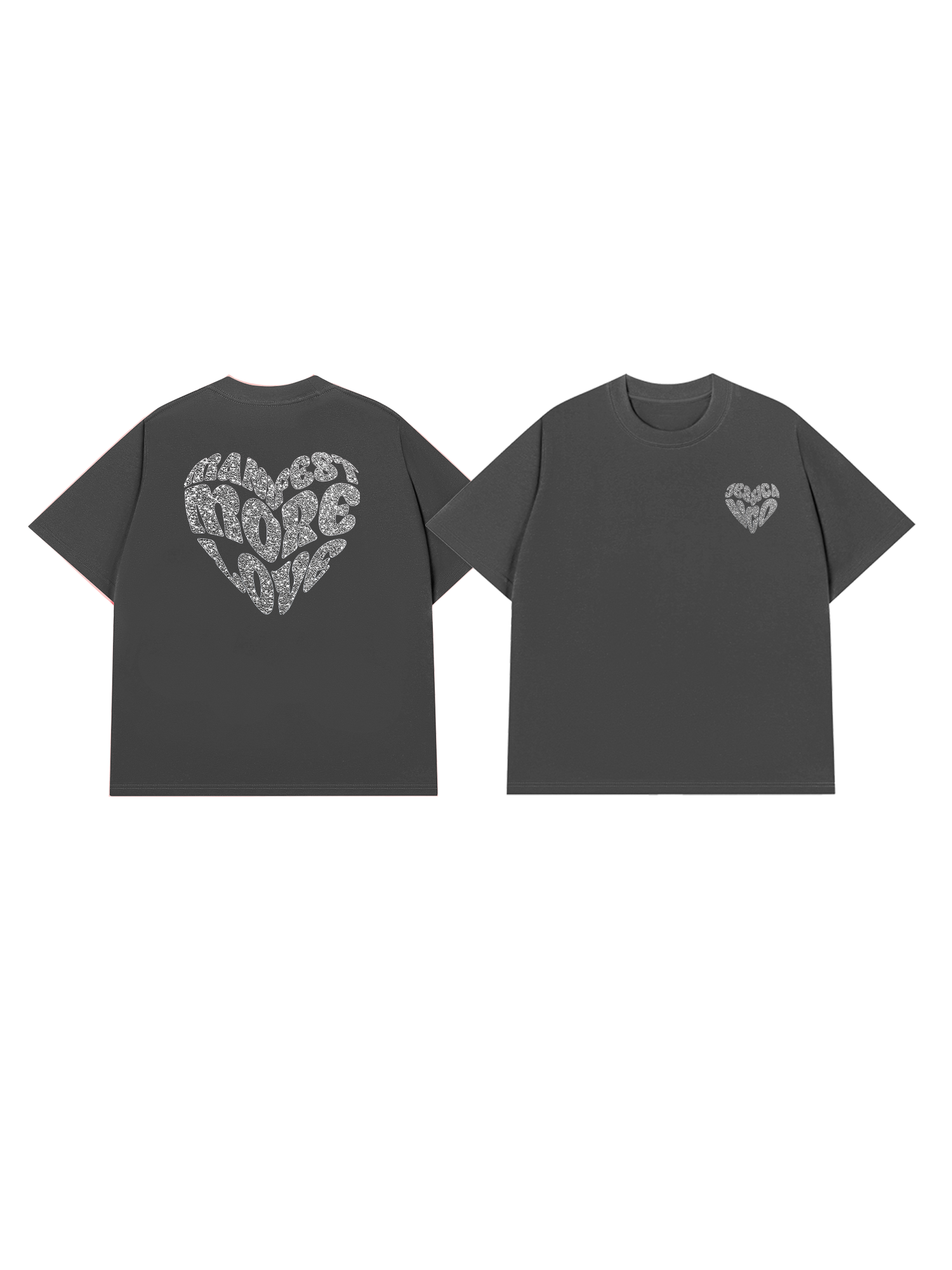 Áo Thun Silver glitter Custom Heart Custom Couple Name