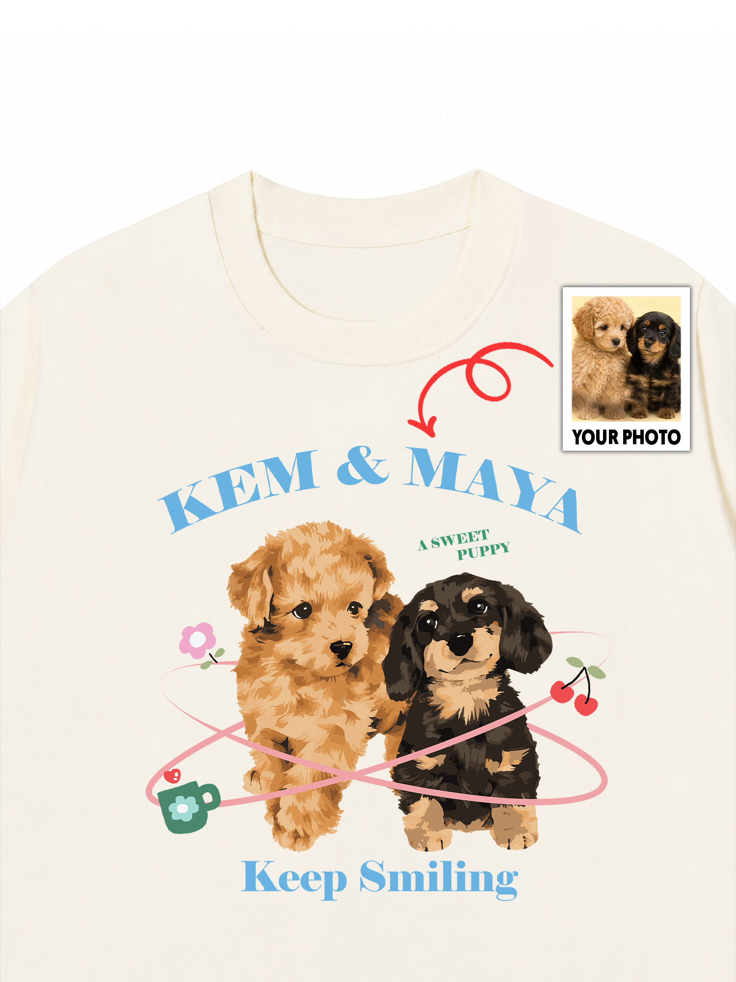 Áo Thun Custom Pet And Quote Keep Smiling