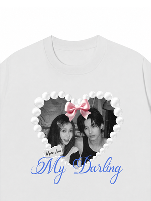 Áo Thun Custom Couple Pearl Hear Shirt