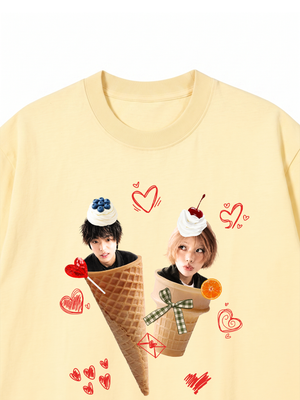 Áo Thun Custom Couple Face Ice Cream