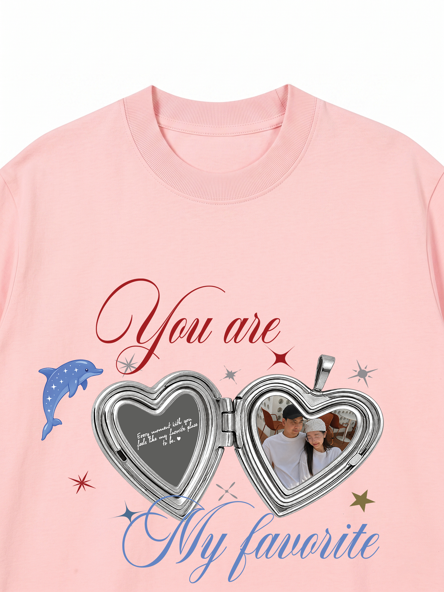 Áo Thun Custom Couple Heart Locket