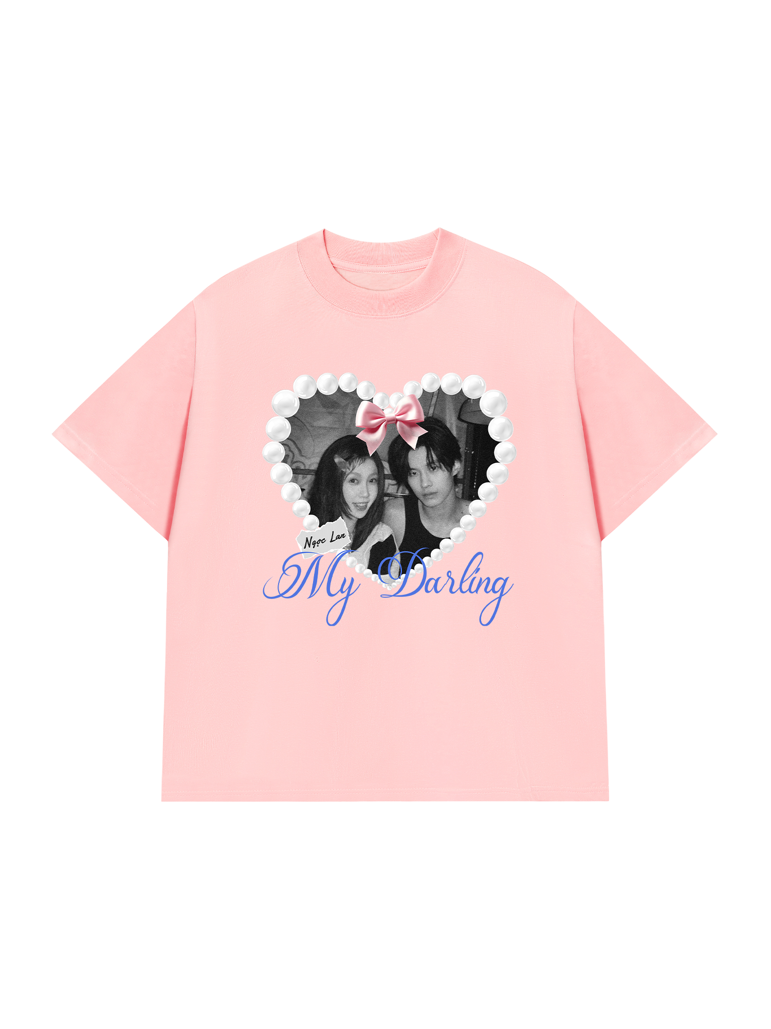 Áo Thun Custom Couple Pearl Hear Shirt