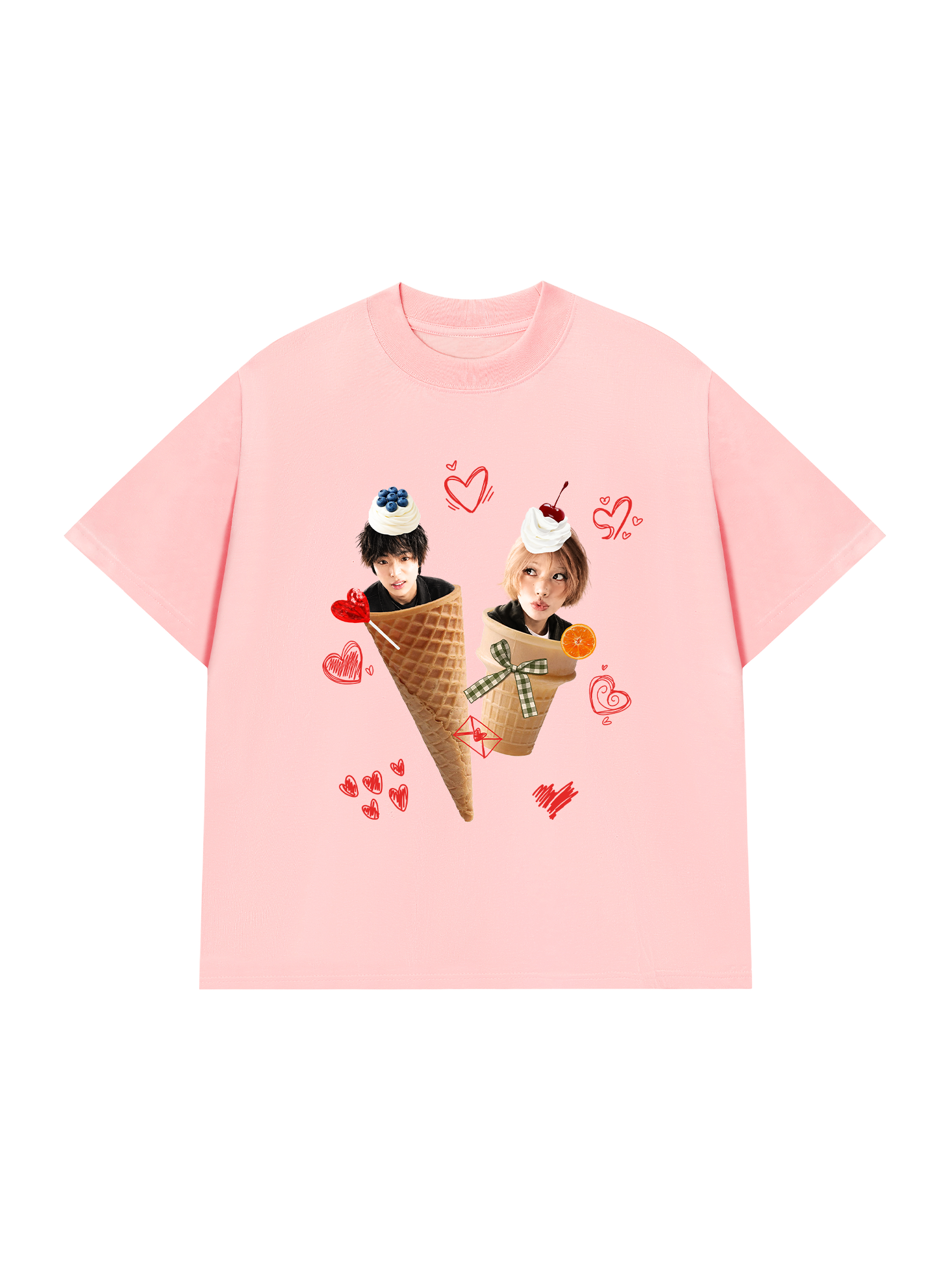 Áo Thun Custom Couple Face Ice Cream
