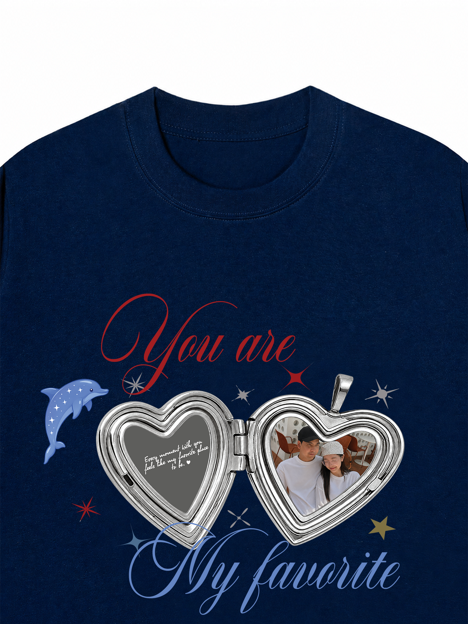 Áo Thun Custom Couple Heart Locket