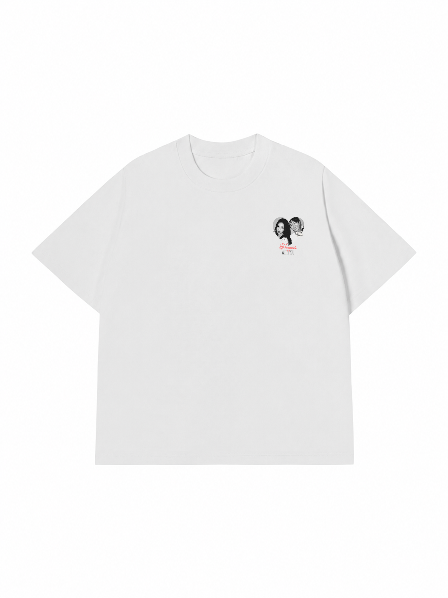 Áo Thun Custom Black And White Heart Happier With You