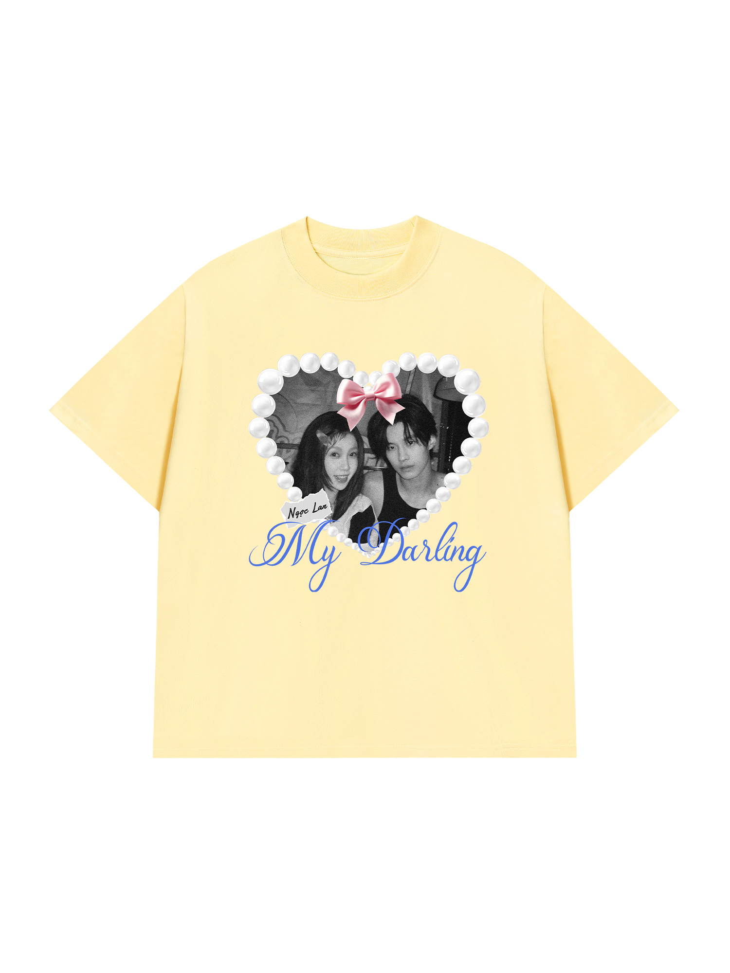 Áo Thun Custom Couple Pearl Hear Shirt